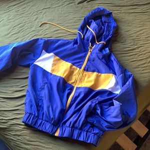 Color block hooded zip up track jacket